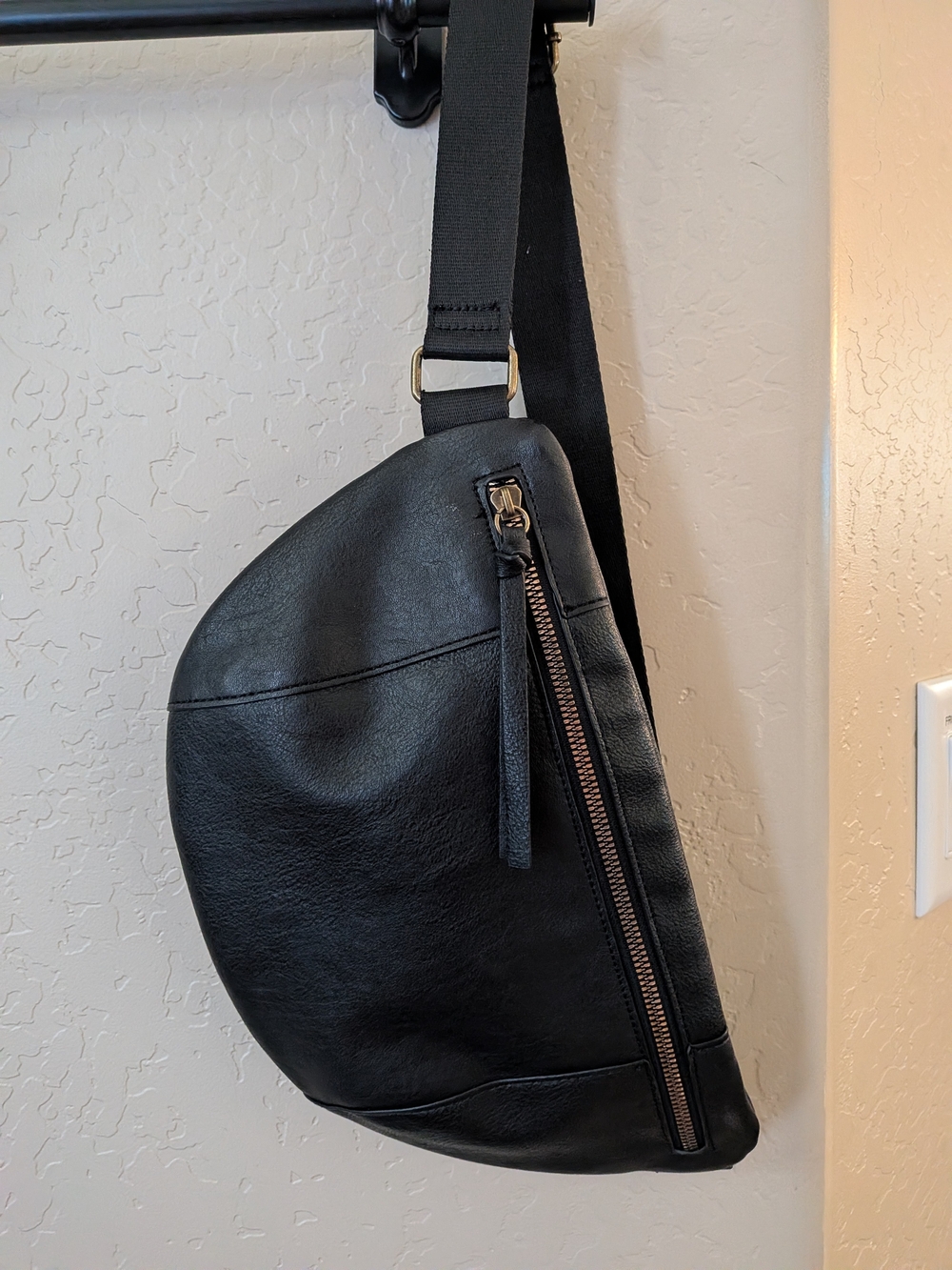 Black fuex Leather Crossbody Sling Bag - Minimalist  Sling